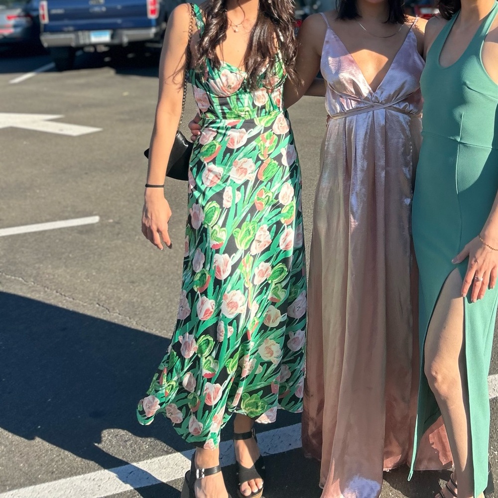 Astr Green Floral Maxi Formal Dress